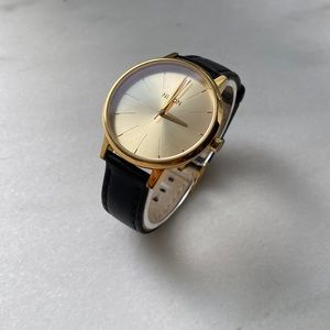 Nixon Kensington Movin Out Women's Watch Gold Black Leather